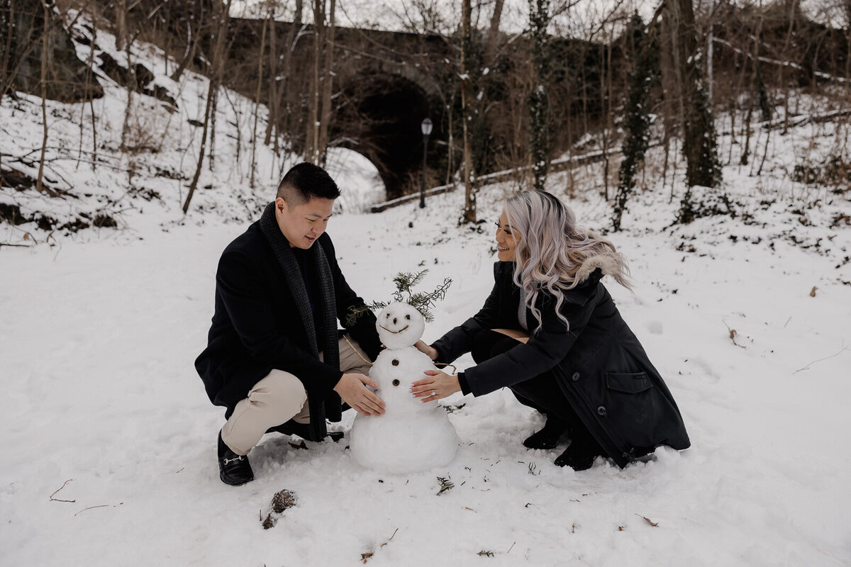 Engagement Photos in the snow at Fort Tryon Park NYC