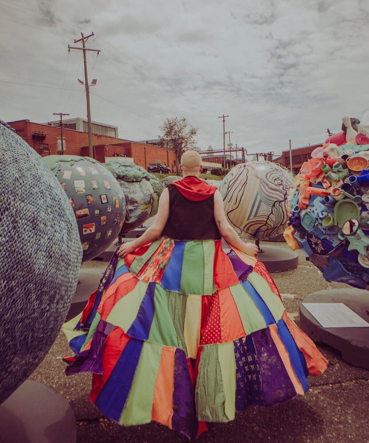 colorful-patchwork-dress-art-exhibit-sculptures