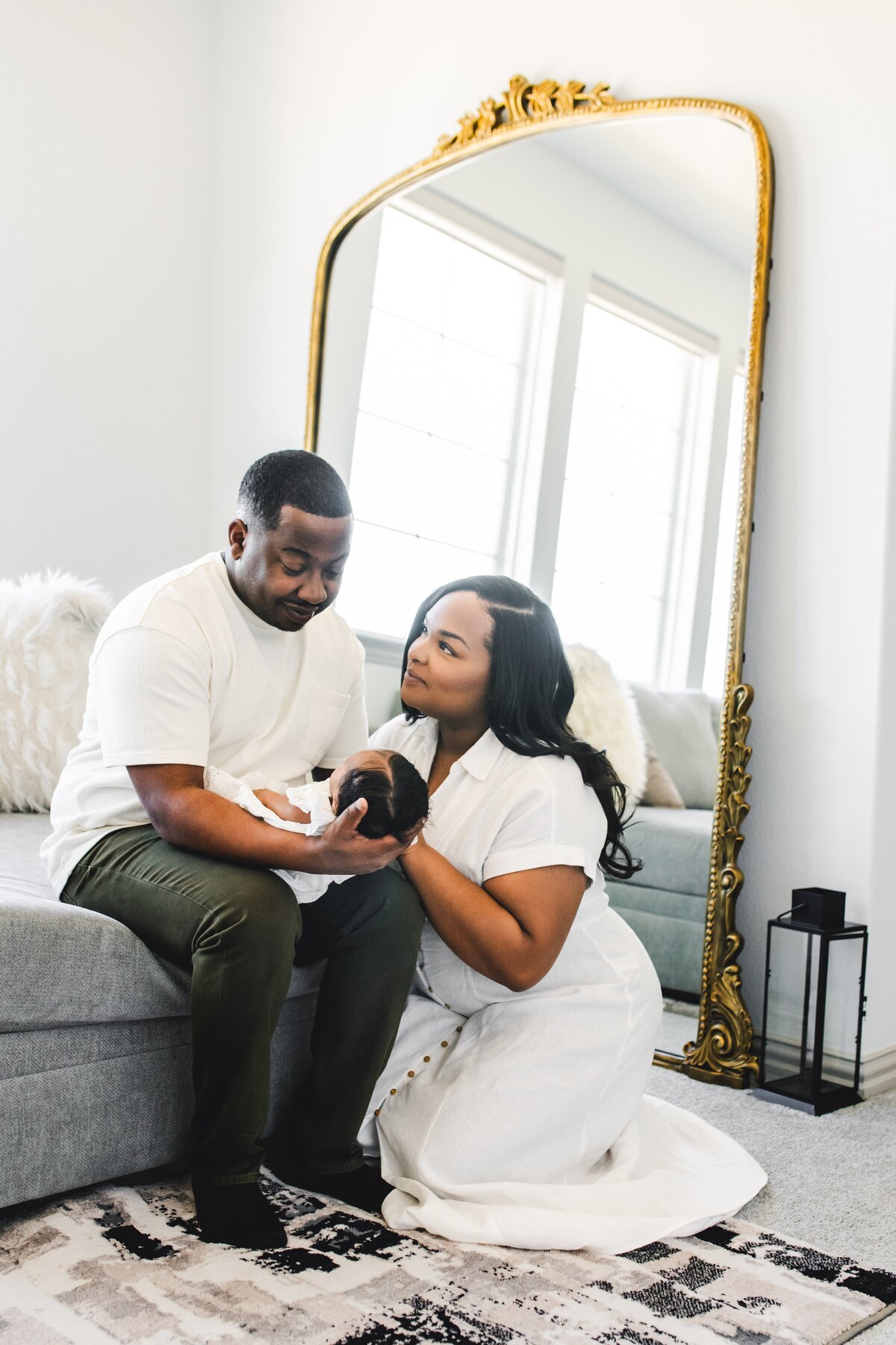 Beautiful natural light and young family with baby