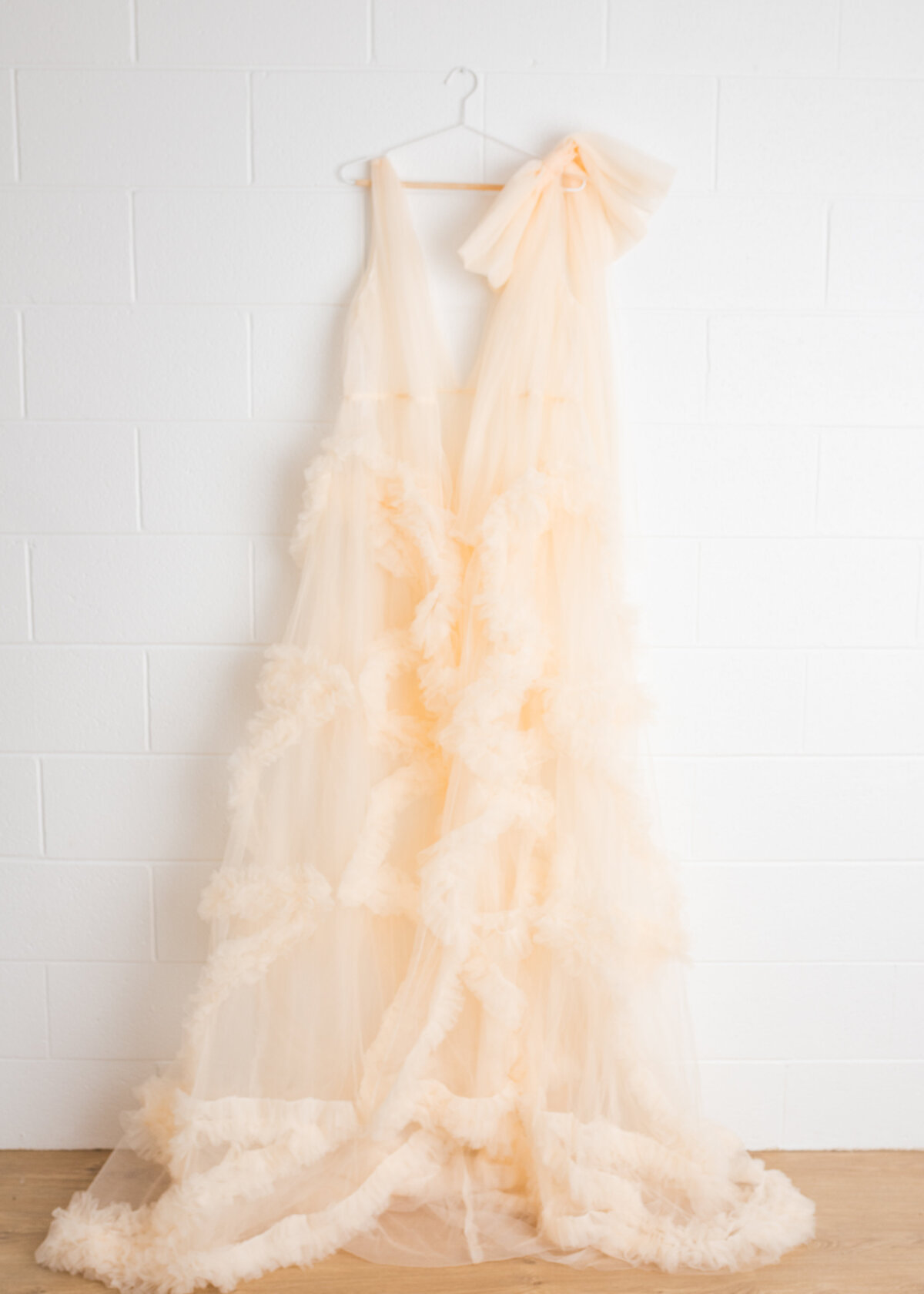 Couture Sheer and Tulle Gown in Peach | Client wardrobe image by Lauren Vanier Photography