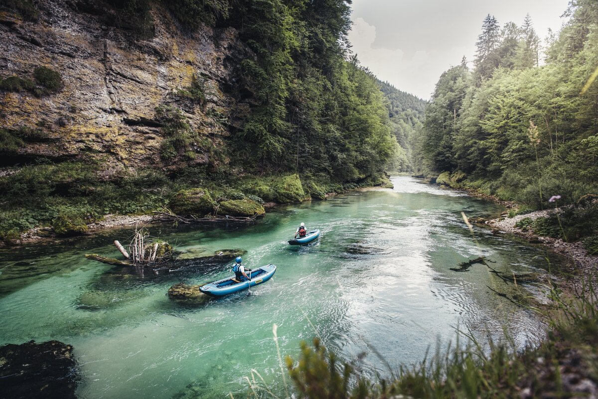 Kayaking group in the mountains of Austria