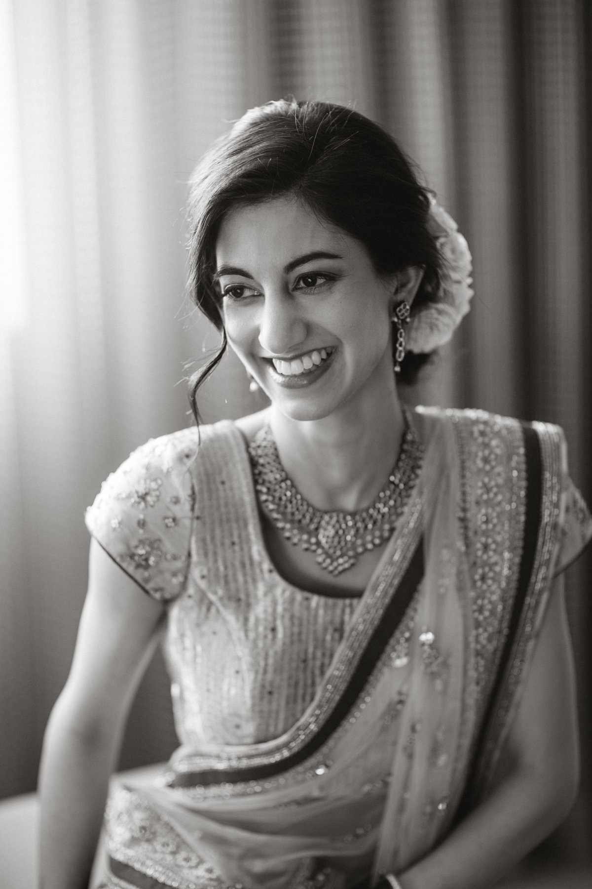 Beautiful portrait of the bride before her wedding ceremony in Philadelphia.