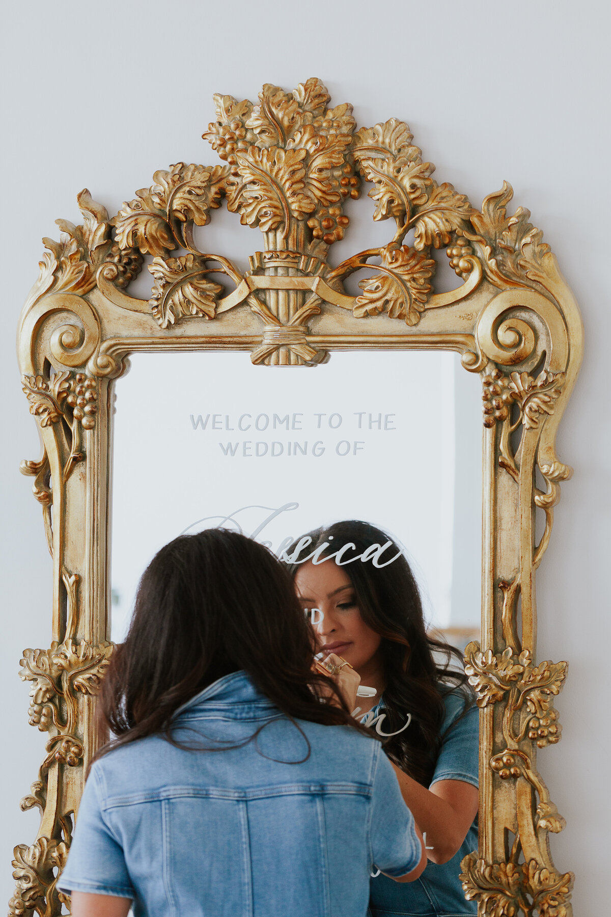 calligrapher-writingion-antique-mirror-wedding-sign-for-brand-session-the-frame-charlotte