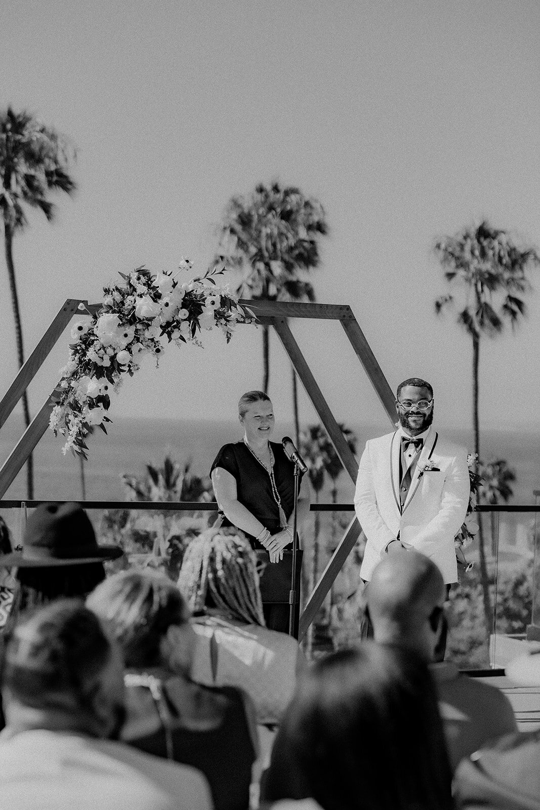 Groom smiling at the alter at his San Diego Wedding