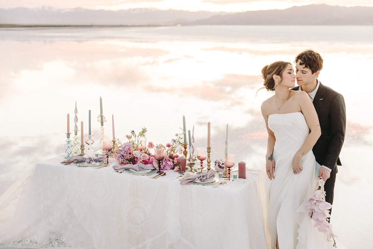 Utah Wedding Photographers capture couple surrounded by flowers