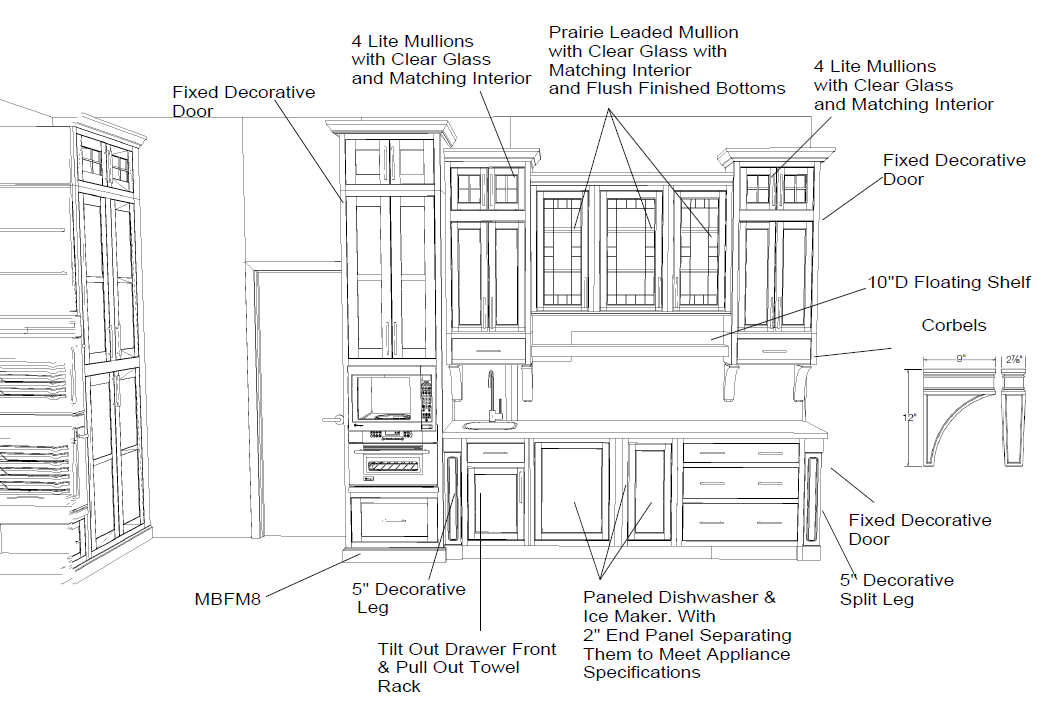 5 Wall Buffet Line Drawing