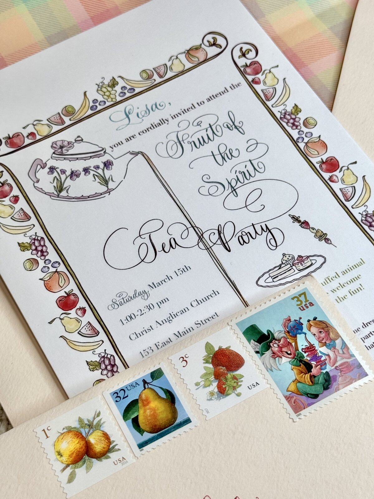 tea party invititation calligraphy