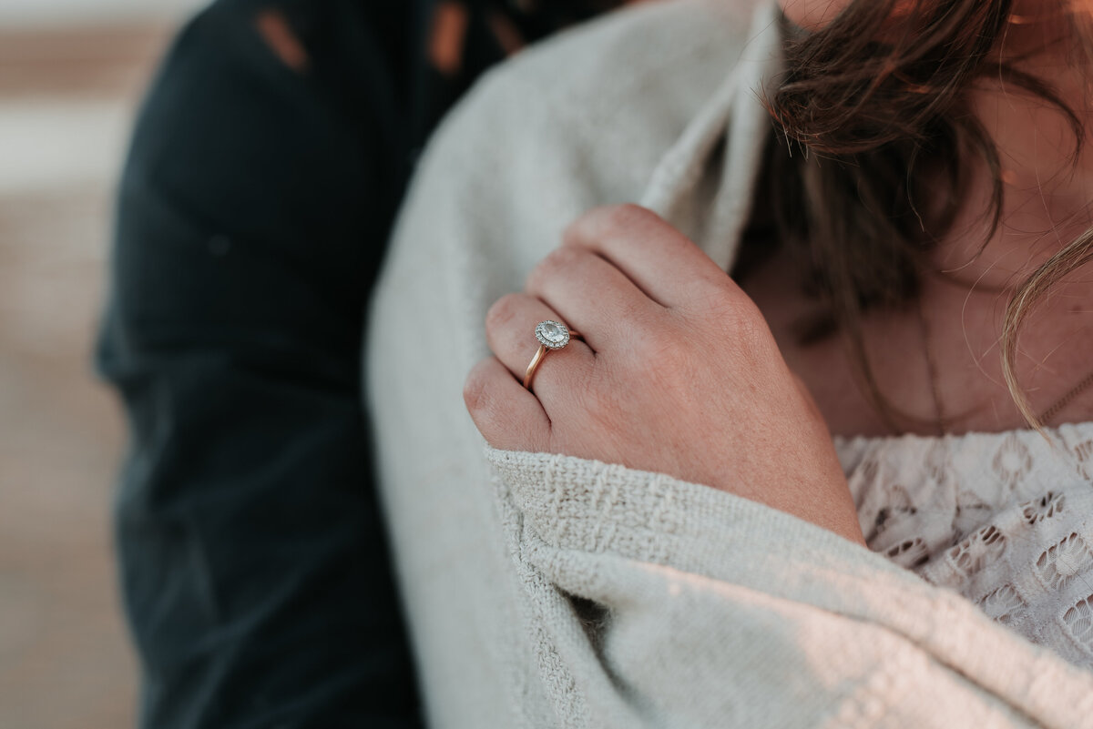 Close up of beautiful diamond engagement ring