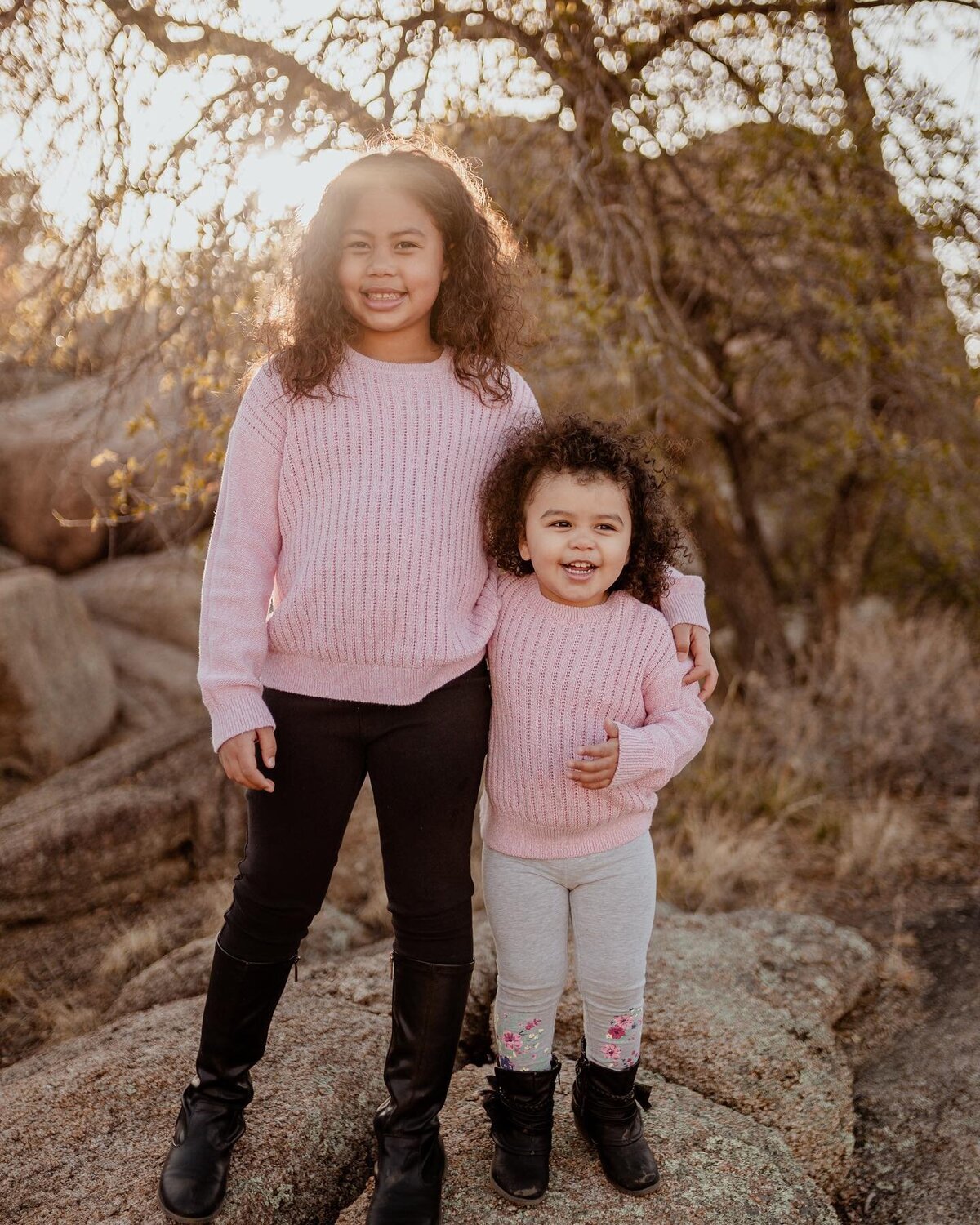 Daughters posing for Family Photos in Prescott Arizona