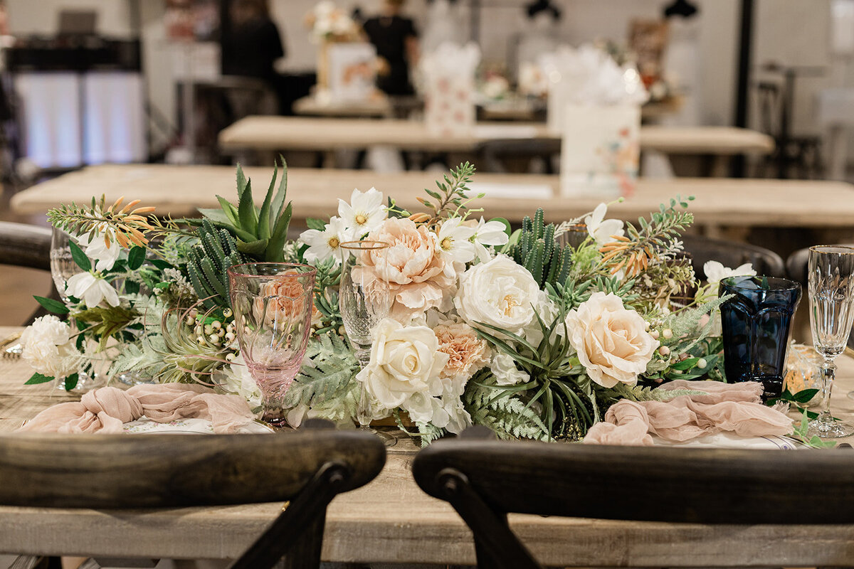 reception table floral white flowers head table east texas wedding