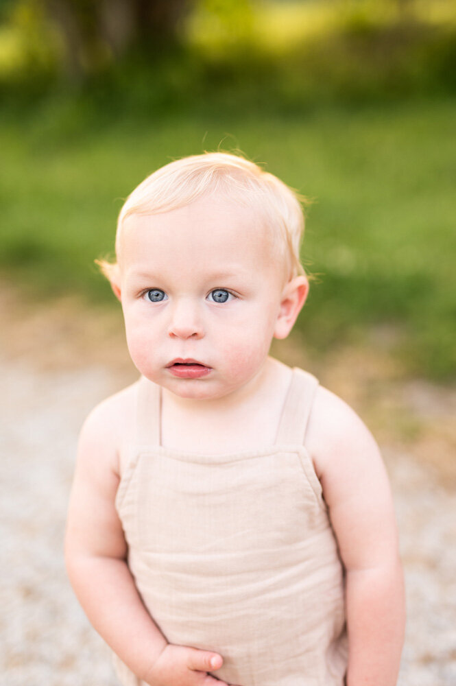 Young boy outdoors during a family session