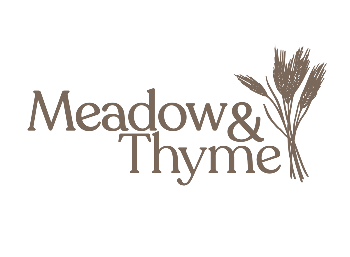 Rustic and whimsical logo design for Meadow & Thyme decor brand
