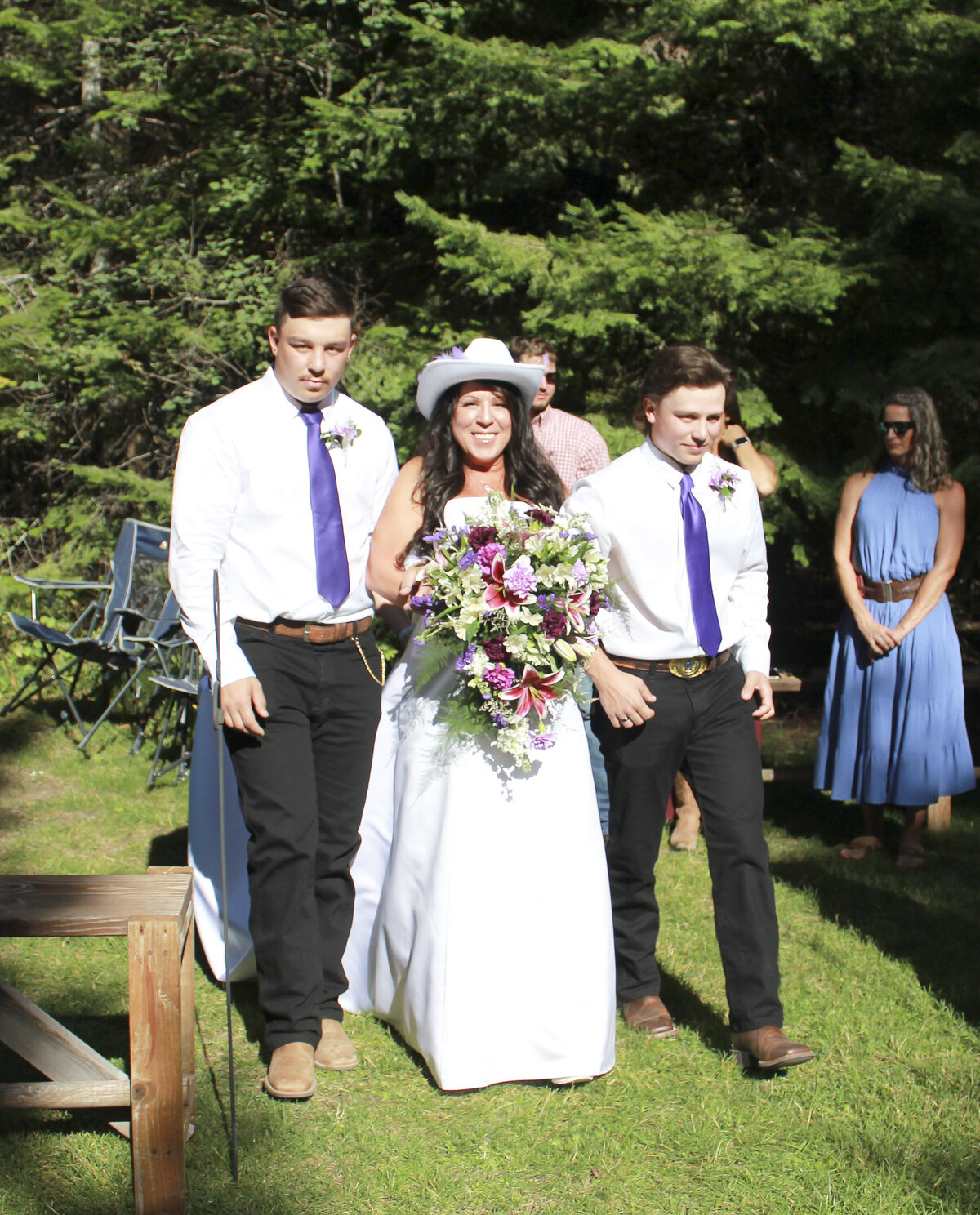 Bride walking down the isle Heartland Ranch Idaho