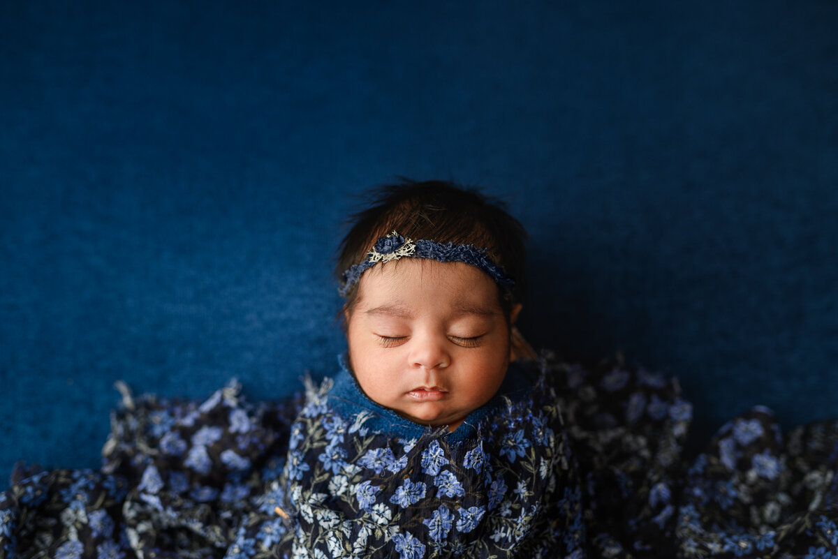Blue for newborn baby girls by Allyne Armitage