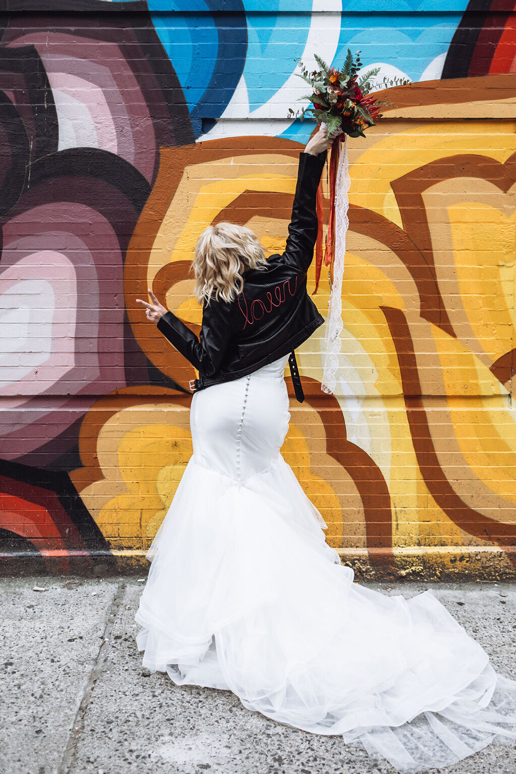 Rooftop-Lovefest-NYC-Wedding-Leather-Jacket-Sequin-Jacket-Pompoms-Elopement-41