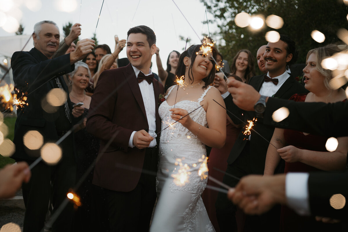 alberta wedding sparkler exit 