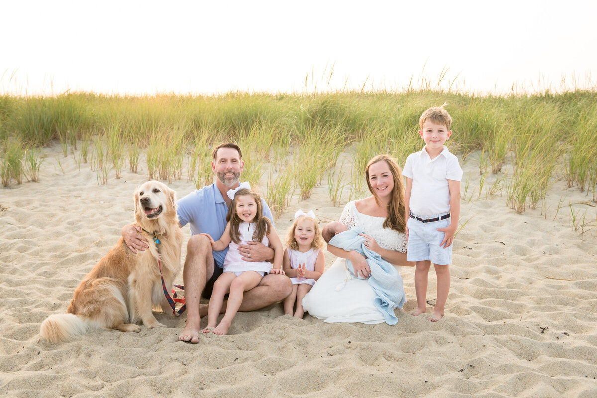 posed family portrait at the beach