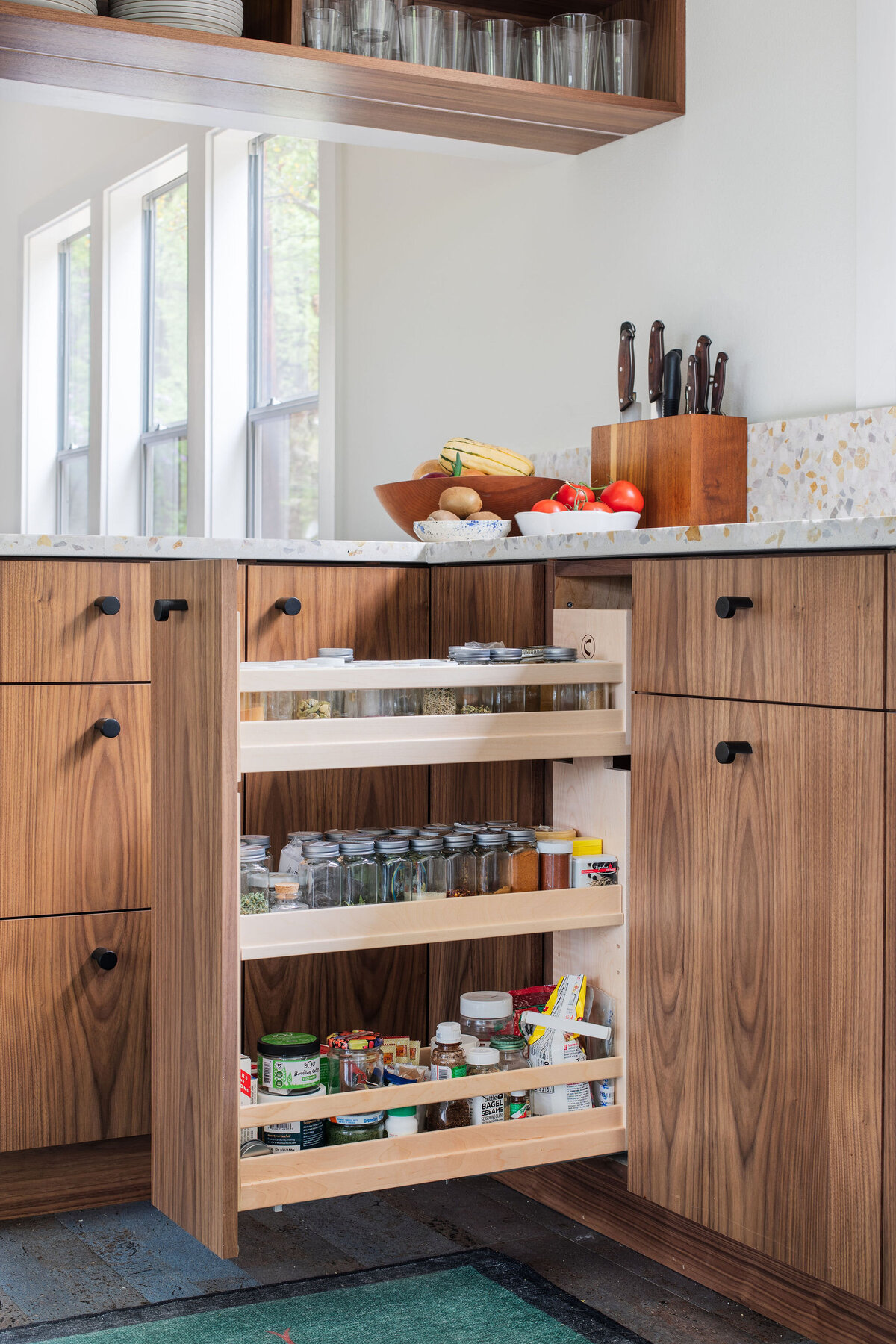 midcentury modern kitchen walnut cabinets 15
