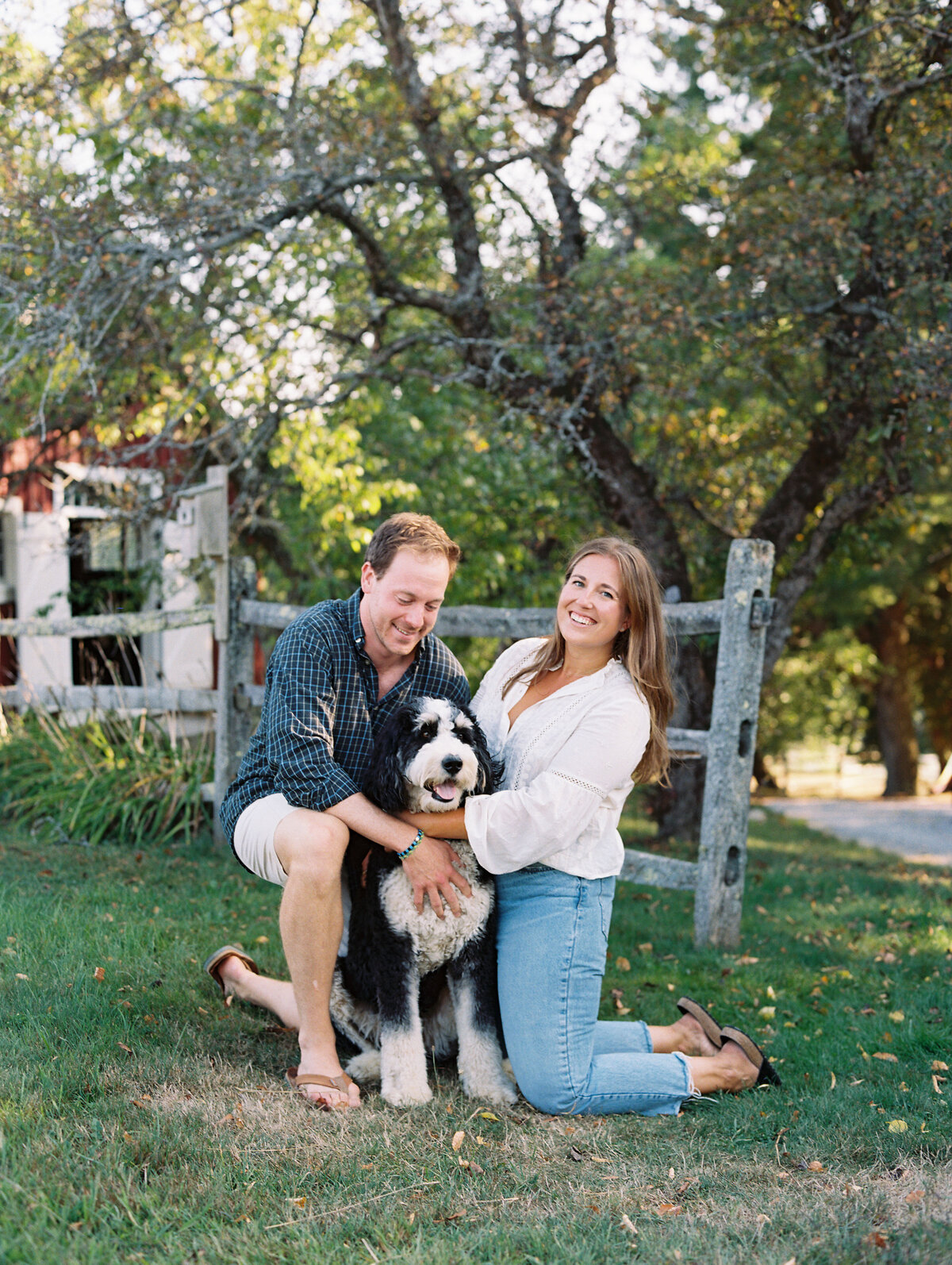 Engagement photo session with dog  by New Hampshire engagement photographer