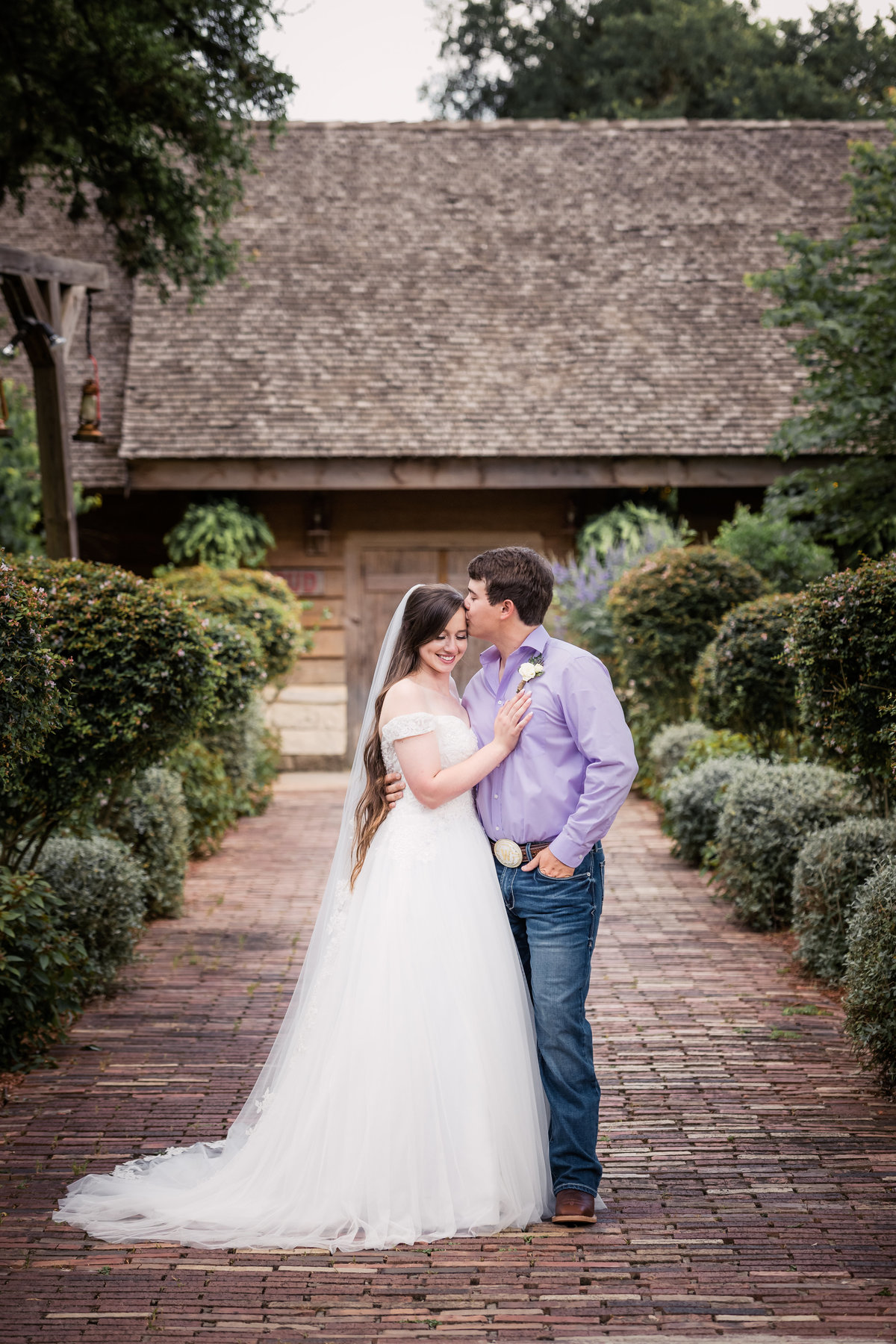 Newlywed Portraits at Texas Old Town Redbud