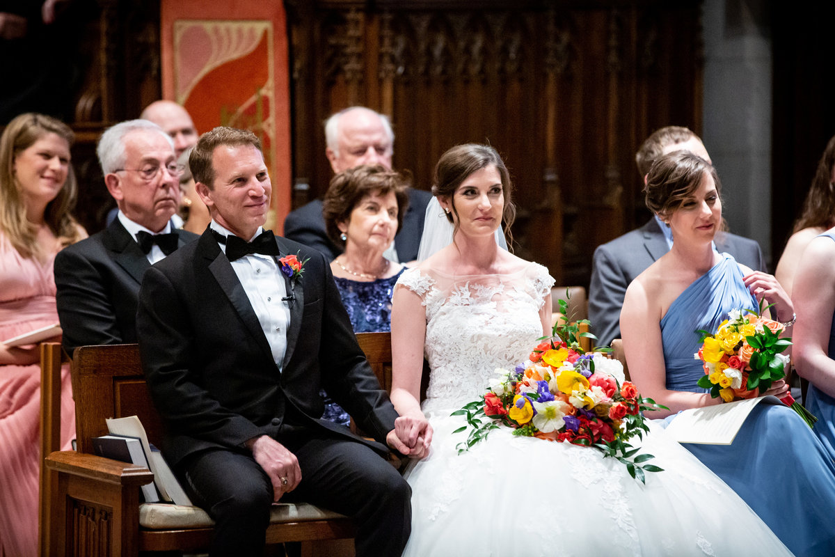 A wedding ceremony inside the chapel at Washington National Cathedral