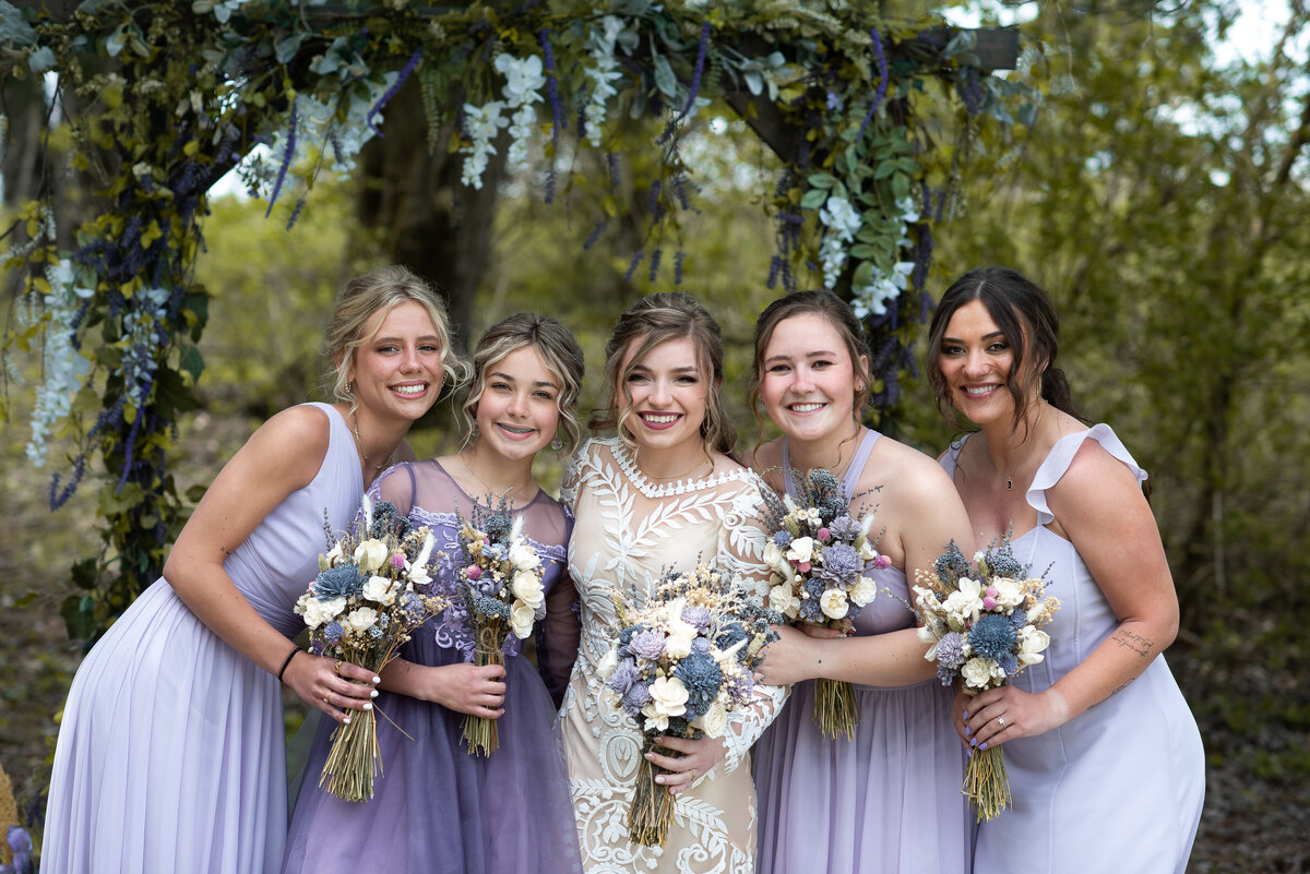 Romantic wedding scene in forest