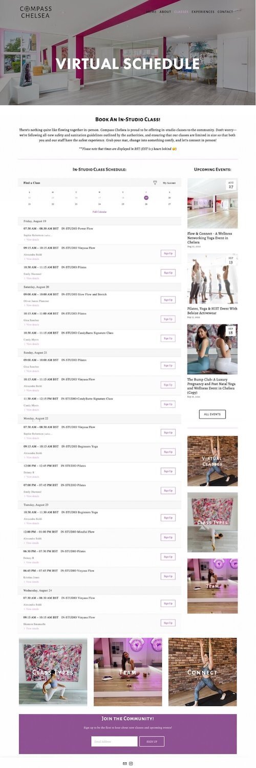 FayDesign.Co Compass Chelsea Schedule Page