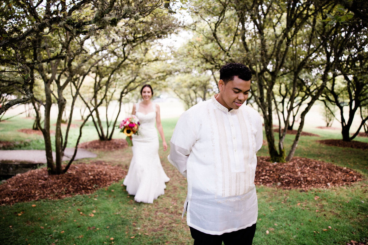 first look before wedding ceremony