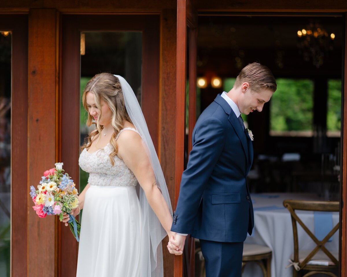 first touch moment at trinity tree farm wedding venue issaquah washington