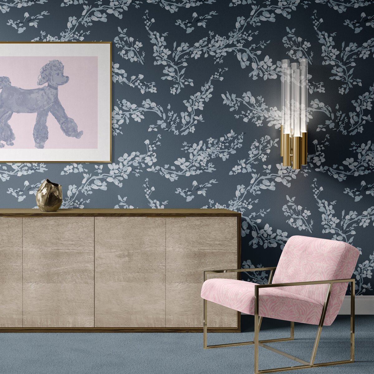 Cherry Blossom_Blue_Poodle_LemonMella Mockup