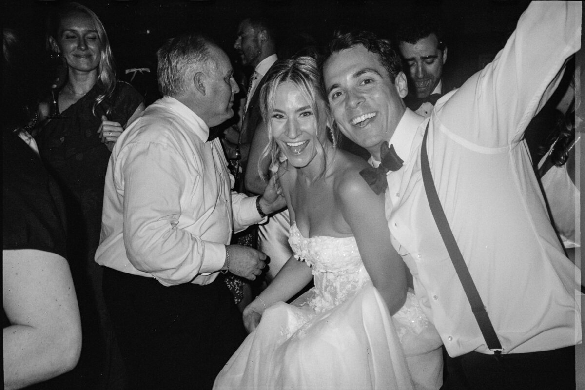 35mm film wedding dance floor photo of bride and groom at Tappan Hill Mansion