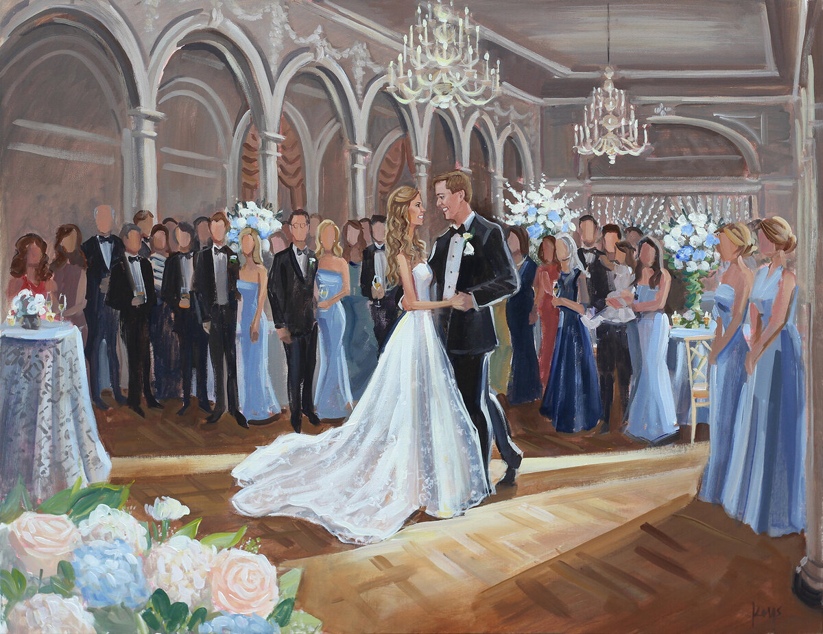 painting with bride and groom