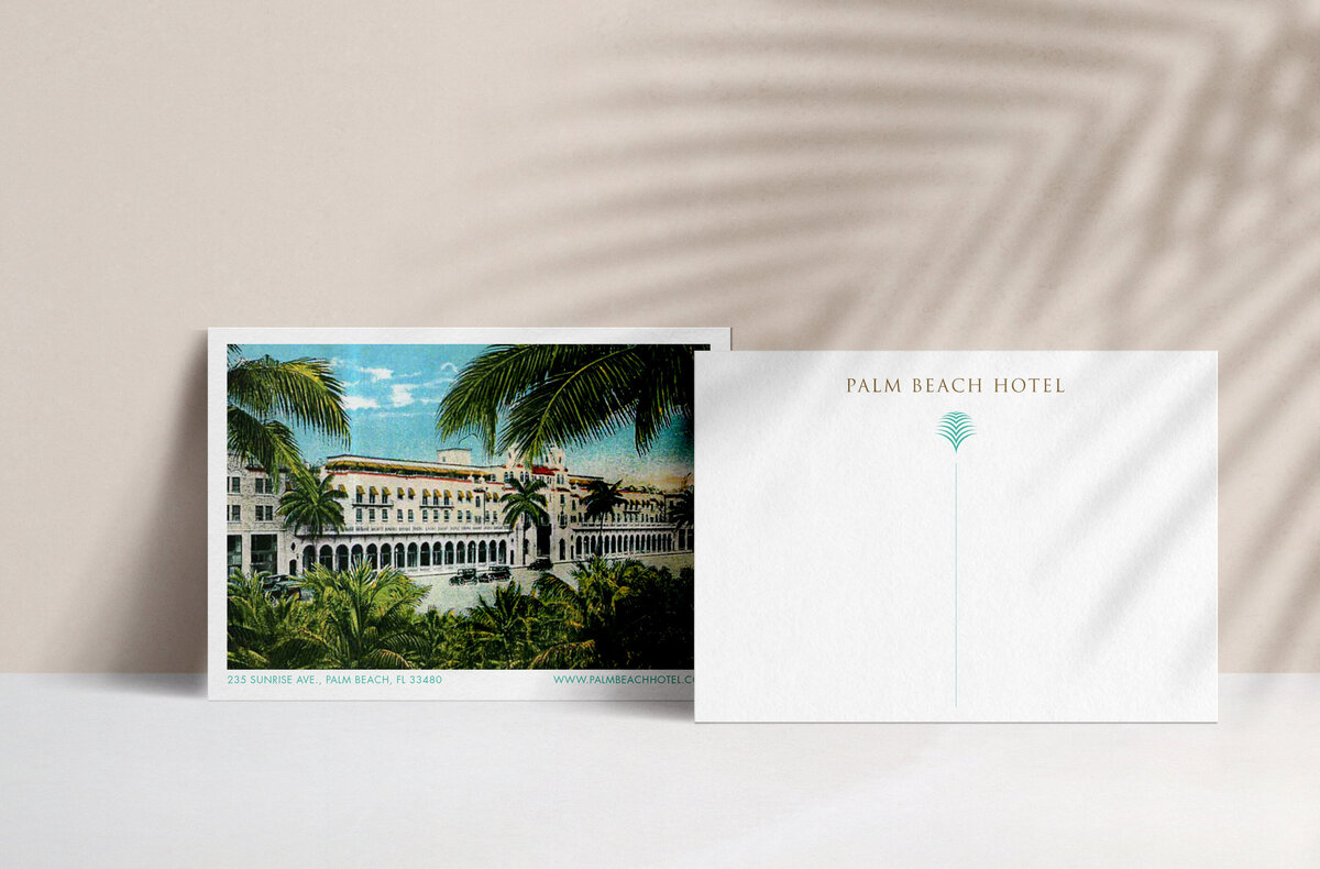 PBH custom brand postcard design with paln leaf shadow overlay.