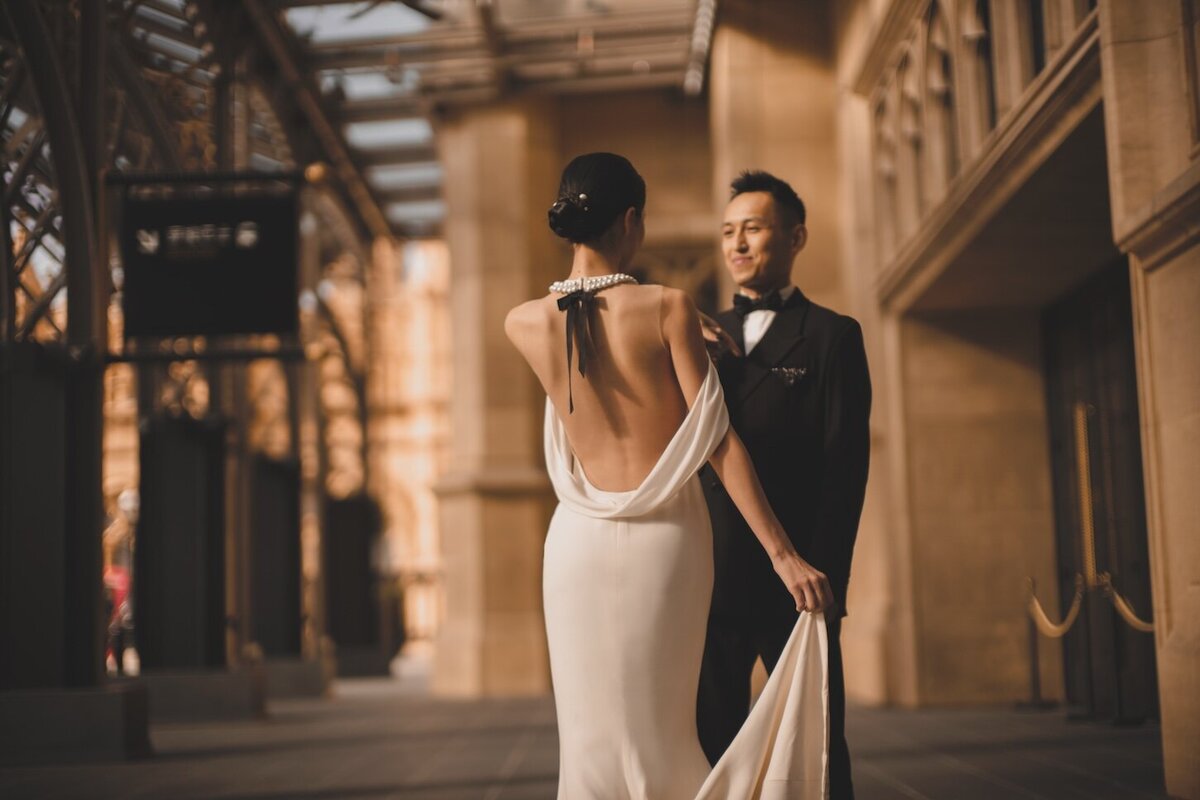 Pre-wedding photoshoot. The Londoner, Macau. Reem Acra - Breakfast at Tiffany’s.