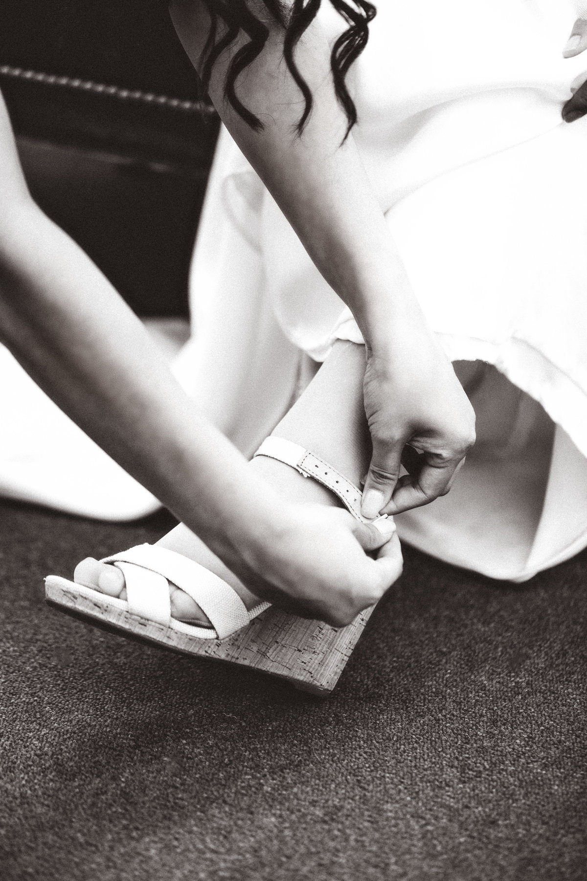 Wedding Photograph Of Woman Wearing Sandals Black And White Los Angeles