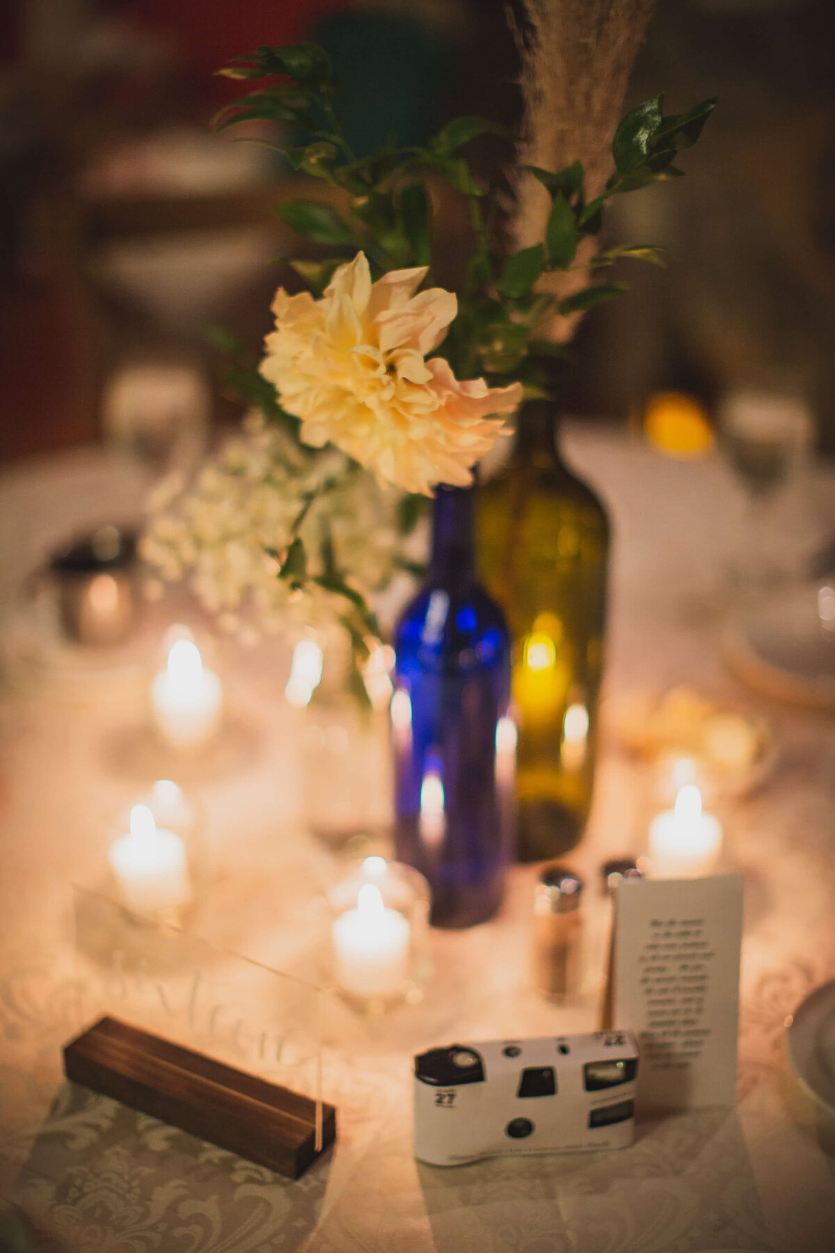 Wedding Reception Flowers & Candles Table Top