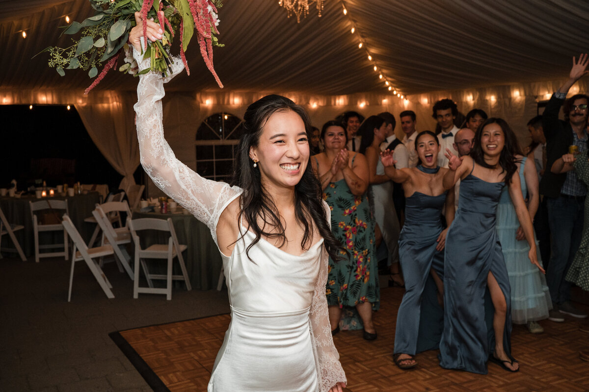 Camille and Ross Bouquet Toss-1