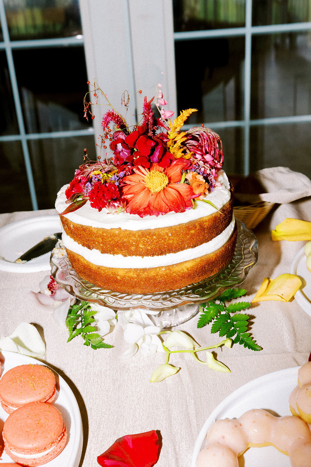 Wedding Photography, cake decorated with flowers