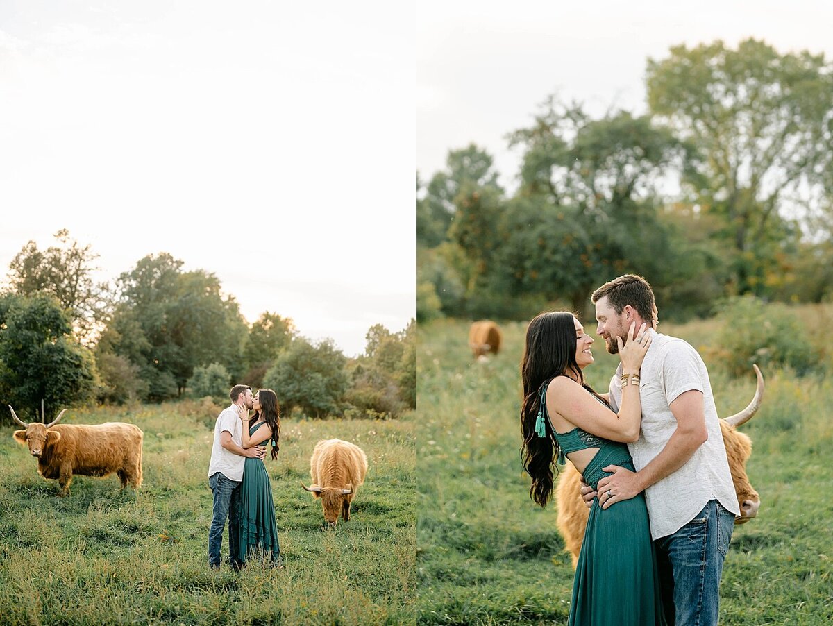 Samantha Walker takes photos with her Highland cattle on her families farm in Central Ohio