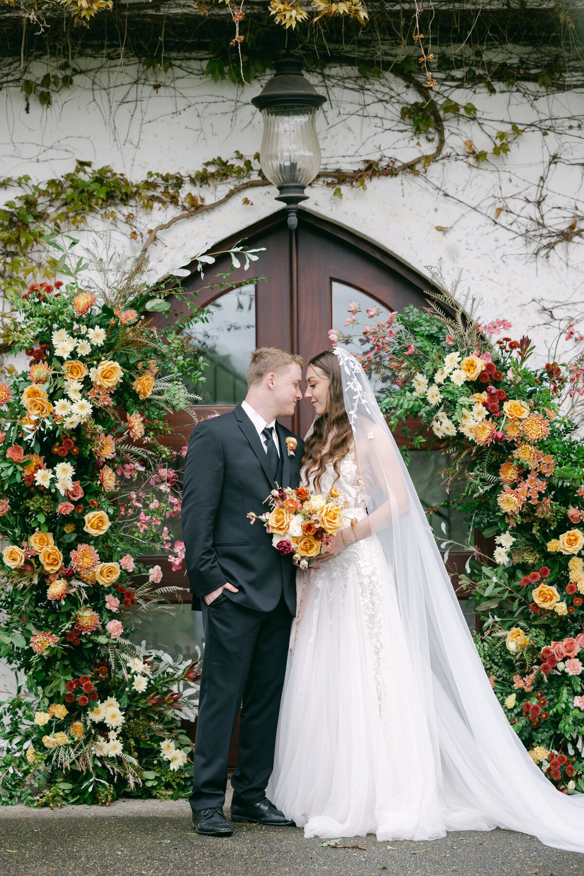 bride and groom flowers