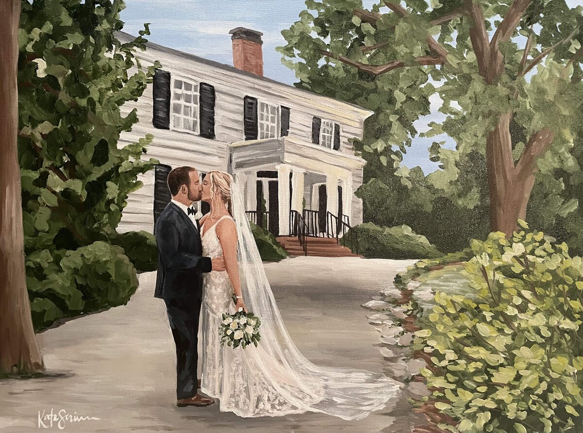 painting of bride and groom
