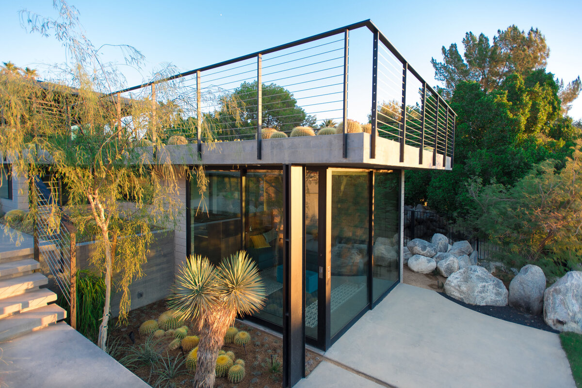 Green roof on guest house designed by Los Angeles architect