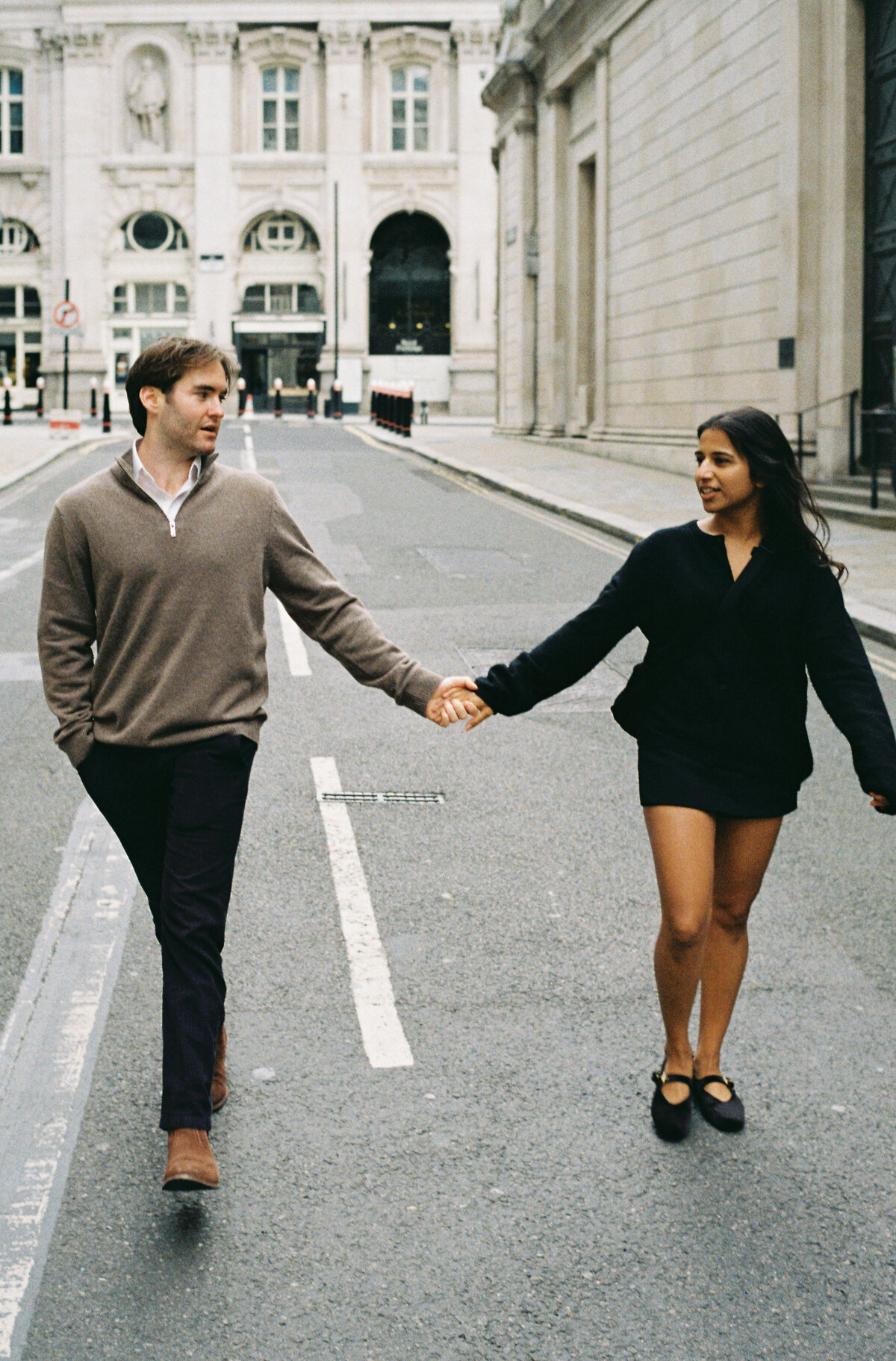 London couple portrait session captured on 35mm film