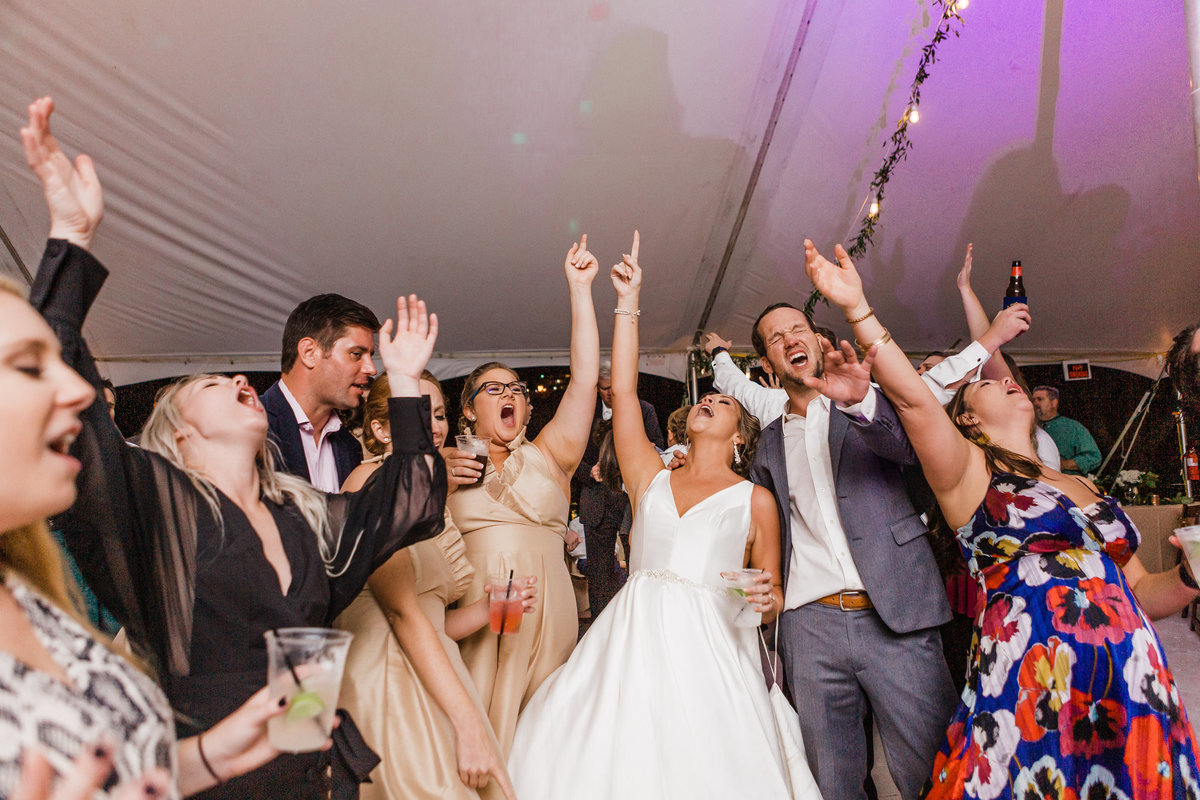 Wedding photo in Blowing Rock, NC of a bride and groom on the dance floor.