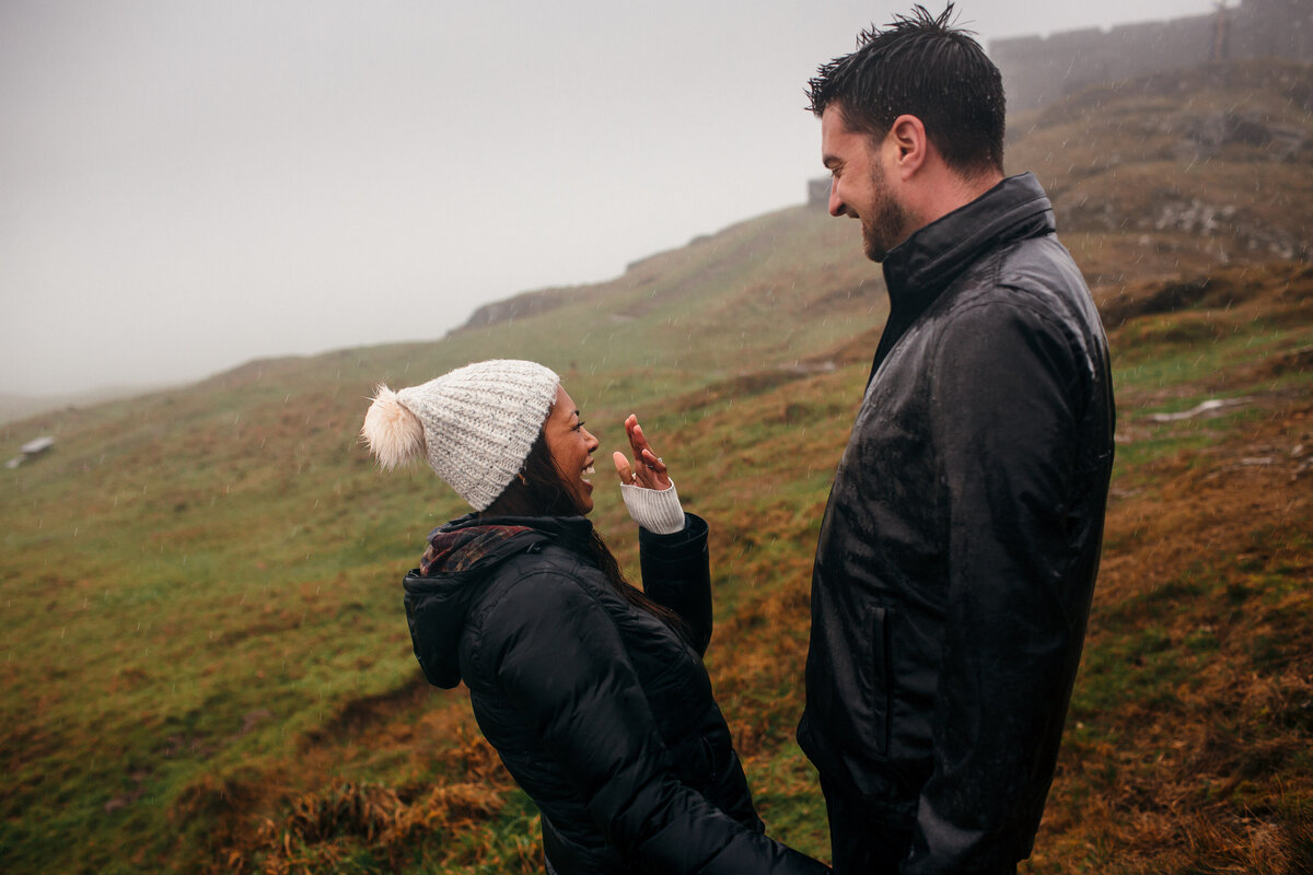 Engagement shoot in the rain