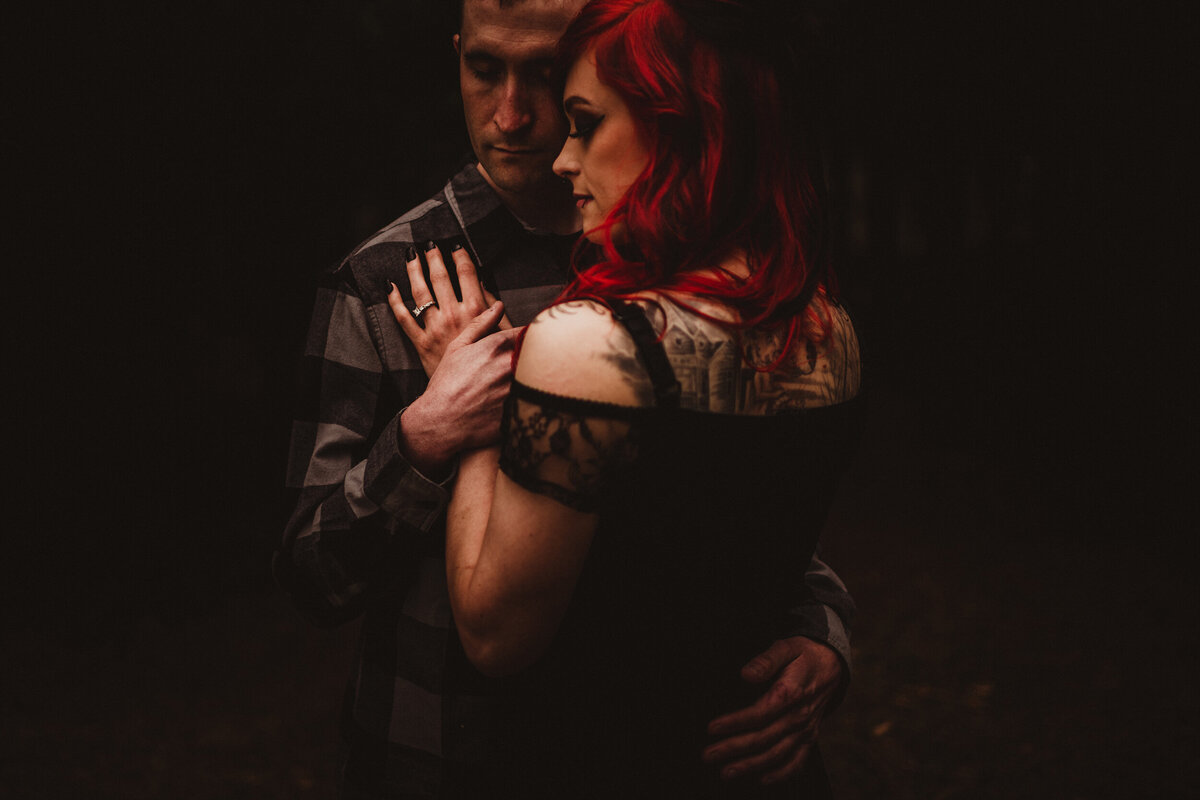 Dark and moody engagement session.