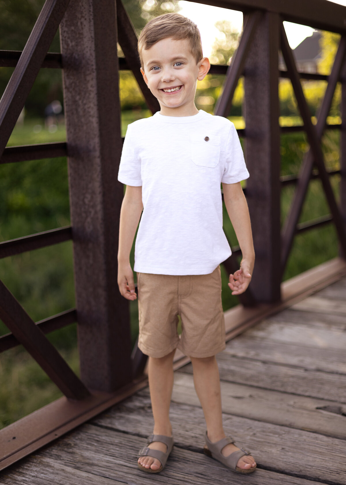 Son Posing on Bridge