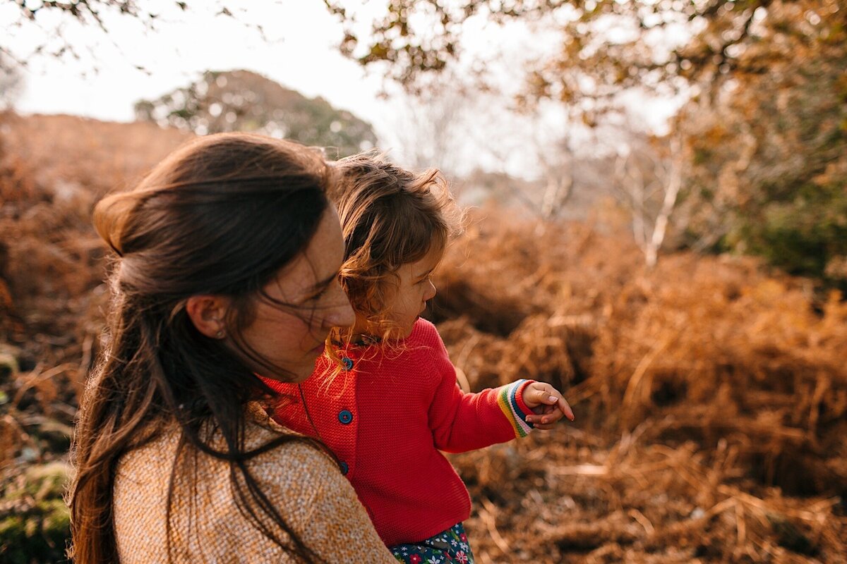 Mother and daughter portrait in autumnal colours