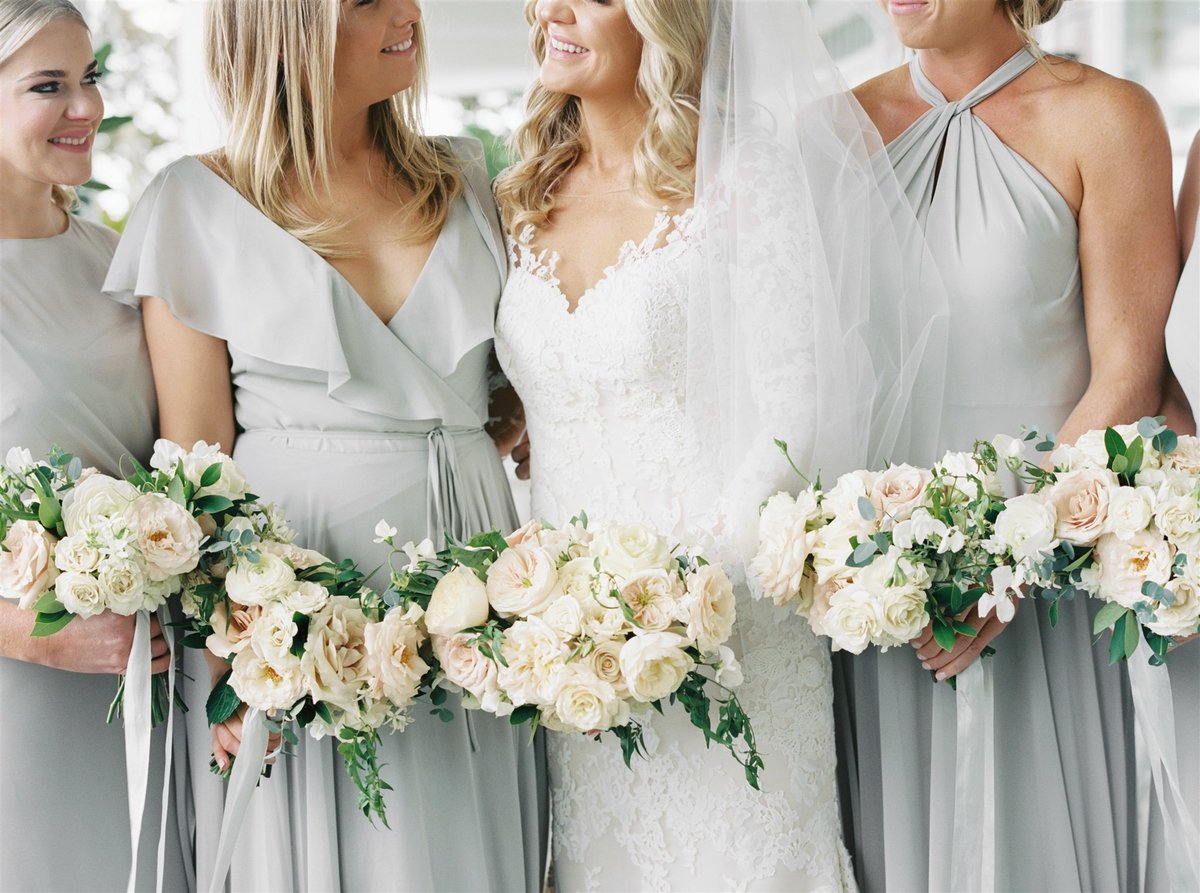 Earl Grey Jenny Yoo bridesmaids dresses for a Cape Cod Wedding by luxury Cape Cod wedding planner and designer Always Yours Events