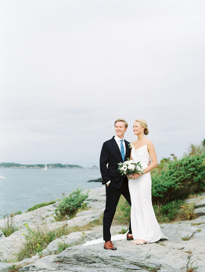 romantic couple pics at castle hill inn wedding in Newport in rhode island